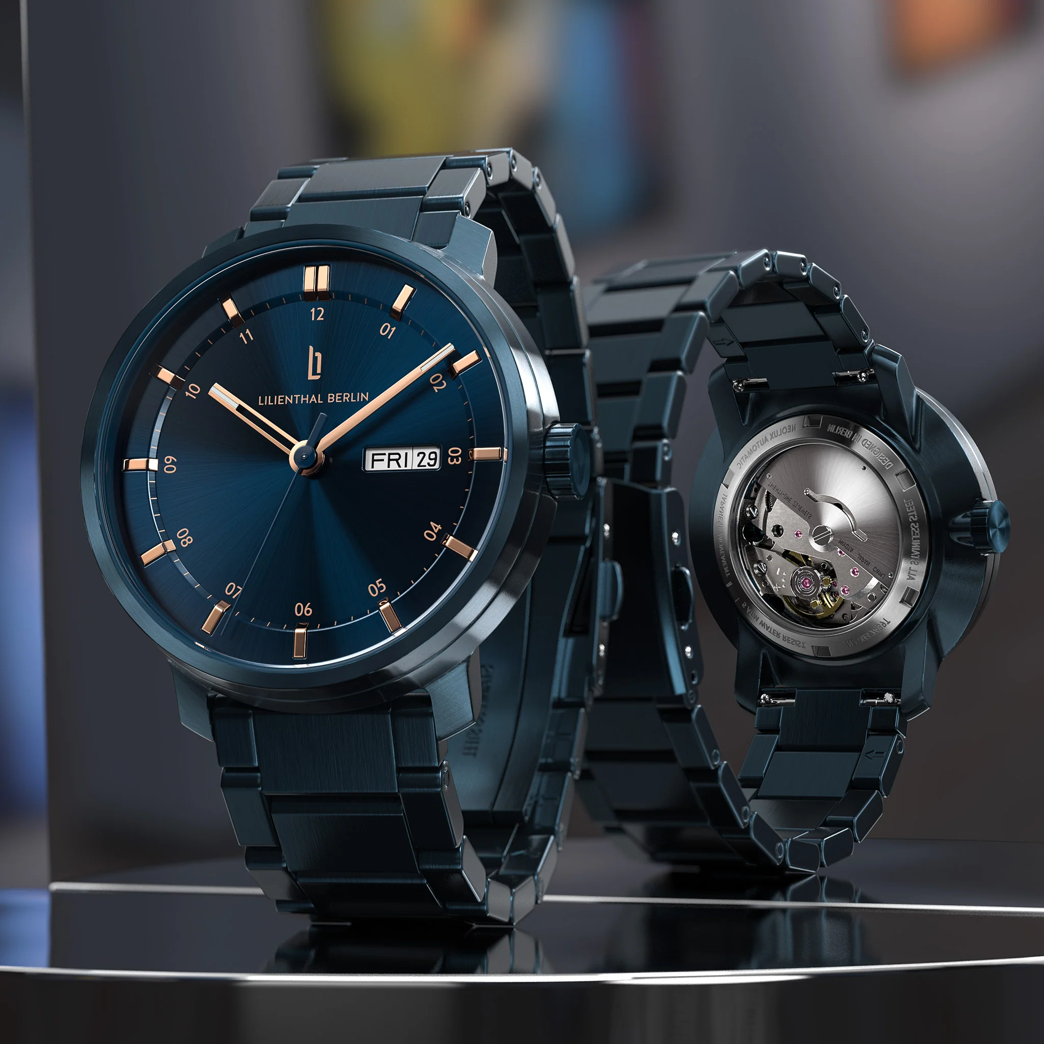 Neolux Day Date – Blue Rose Gold - Image 3