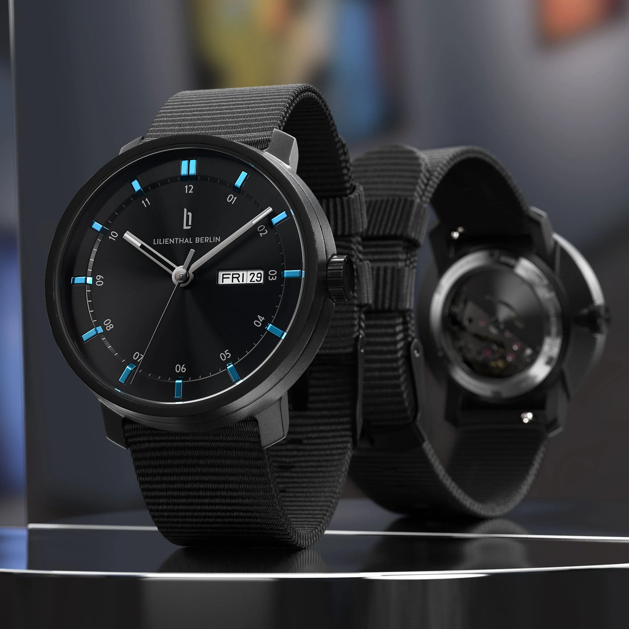 Neolux Day Date – Black Blue - Image 3